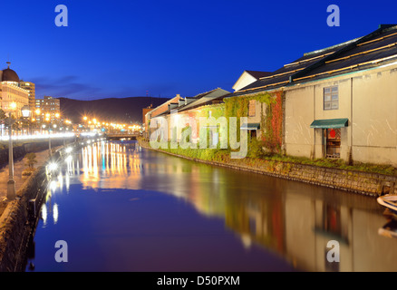 Historic Otaru Canals in Otaru, Hokkaido Prefecture, Japan. Stock Photo