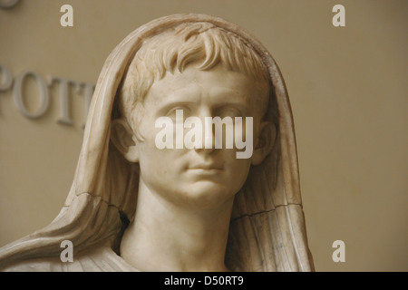 Face detail of the statue of Caesar Augustus, Vatican City Museum ...