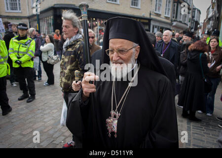 Canterbury, UK. 21st March 2013. VIP guests from all religions, denominations and faiths walk through the medieval Mercery Lane before the enthronement of the Church of England's 105th Archbishop of Canterbury, ex-oil executive and former Bishop of Durham the Right Reverend Justin Welby. Welby (57) follows a long Anglican heritage since Benedictine monk Augustine, the first Archbishop of Canterbury in 597AD Prince Charles and Prime Minister David Cameron joined 2,000 VIP guests to Canterbury Cathedral.