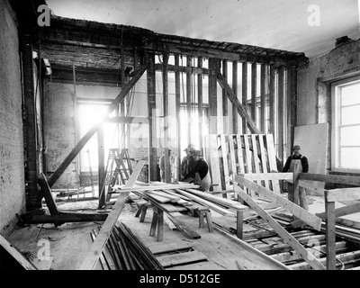 Bedroom and Sitting Room of the White House during the Renovation, 02/27/1950 Stock Photo