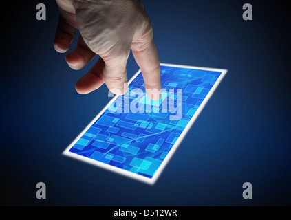 touching screen (with clipping path) Stock Photo