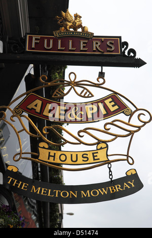 Sign for an Ale and Pie House in London, England. Stock Photo