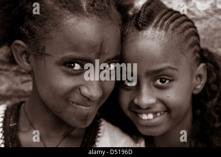 Local Girls Celebrating Timkat (The Festival of Epiphany), Gondar, Ethiopia Stock Photo