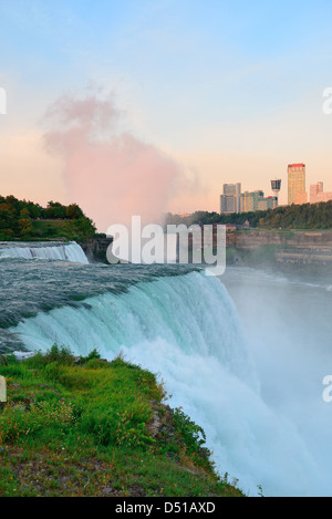 Niagara Falls sunrise in the morning closeup Stock Photo