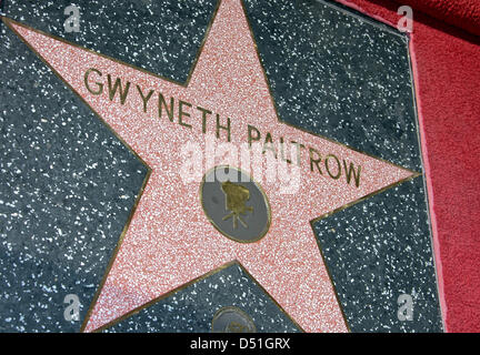 Gwyneth Paltrow's star on the Hollywood Walk of Fame in Hollywood, California, USA, 13 December 2010. Paltrow won a Best Actress Academy Award for her role in 'Shakespeare in Love' and will appear in the role of country crooner Kelly Canter in the film 'Country Strong' which will premiere in Los Angeles and Nashville on 22 December 2010. Photo: Hubert Boesl Stock Photo