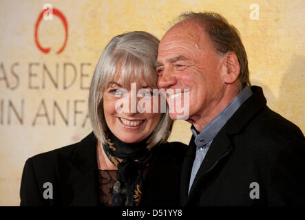 Leading actor Bruno Ganz (Tiziano Terzani) and actress Erika Pluhar (Angela Terzani) arrive for the premiere of the film 'The End is My Beginning' (Italian original: La fine e il mio inizio) in Munich, Germany, 05 October 2010. Ganz plays Tiziano in the film on his life, cancer and death, which will be shown in the cinemas starting 07 October 2010. Photo: Andreas Gebert Stock Photo