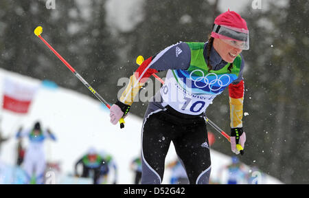 Evi Sachenbacher-Stehle of Germany competes during the Country Cross Skiing Women's 30 km mass start at Olympic Park during the Vancouver 2010 Olympic Games, Whistler, Canada, 27 February 2010. Photo: Martin Schutt  +++(c) dpa - Bildfunk+++ Stock Photo