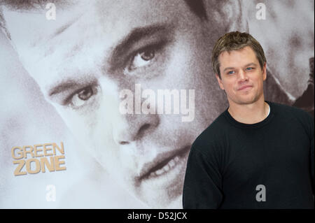 American actor Matt Damon attends a photo call promoting his new action film action film 'Green Zone' in Berlin, Germany, 03 Macrh 2010. The movie will be in German cinemas from 15 April 2010 on. Photo: ROBERT SCHLESINGER Stock Photo