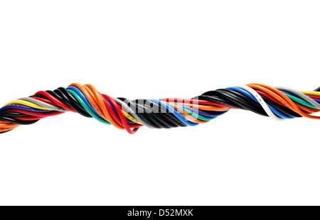 Multicolored computer cable isolated on white Stock Photo