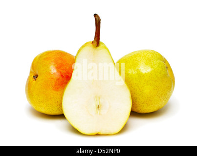 Three ripe pears isolated on white background Stock Photo