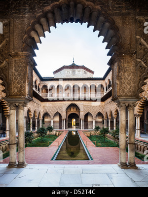 The alcazar, Seville, Moorish Palace, Reales Alcazares, Spain, Courtyard of the Maidens Stock Photo