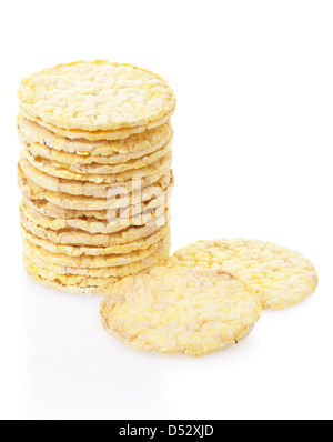 Corn crackers isolated on white, clipping path included Stock Photo