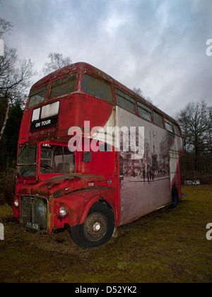 An abandoned London double-decker Routemaster bus in a Sussex field ...