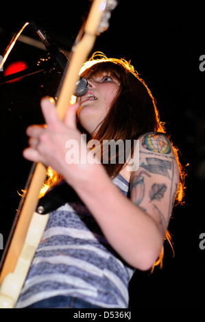 BARCELONA, SPAIN - MAR 30: Vivian Girls band performs at KGB on March 30, 2011 in Barcelona, Spain. Stock Photo