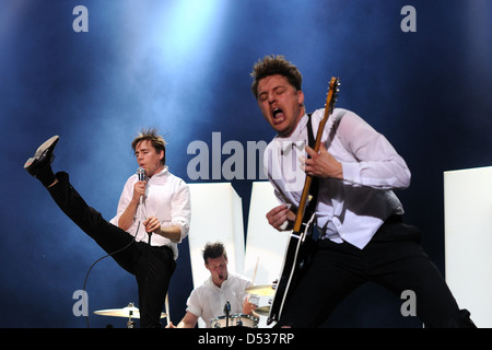 MADRID, SPAIN - JUN 25: The Hives band, performs at Universidad Complutense on June 25, 2011 in Madrid, Spain. Stock Photo