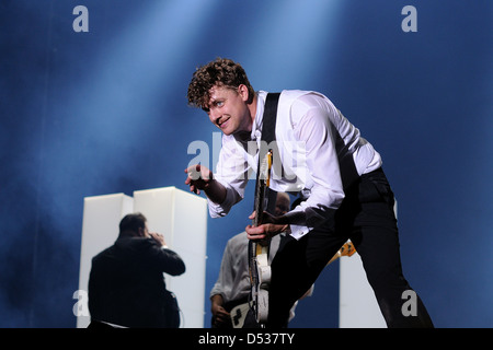 MADRID, SPAIN - JUN 25: The Hives band, performs at Universidad Complutense on June 25, 2011 in Madrid, Spain. Stock Photo