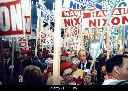 Supporters of Richard Nixon at the 1968 Republican National Convention: Miami Beach, Florida Stock Photo