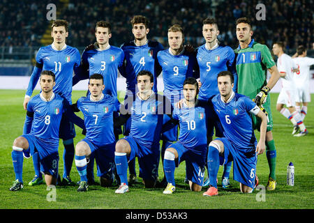 22.03.2013 Cittadella, Italy.  Italian team line-up before the Under 21 International Friendly between Italy and Russia. Stock Photo