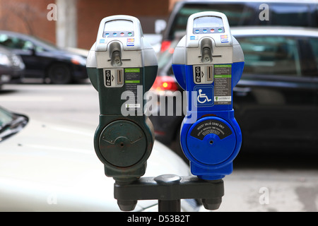 Parking meter in downtown Indianapolis, Indiana, US Stock Photo