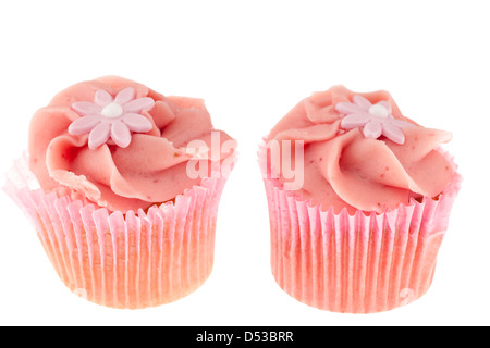 Two Strawberry iced buns Stock Photo