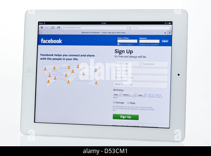 Apple Ipad showing Facebook Social Networking Website. Stock Photo