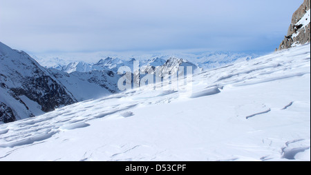 Sastrugi on Domes de Miage, france Stock Photo