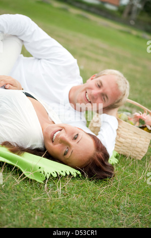 Couple having a romantic picnic Stock Photo