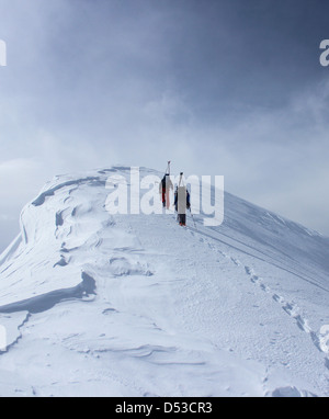 Ski tour summit of Domes de Miage Stock Photo