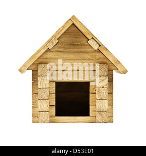 Small wooden house isolated on white Stock Photo - Alamy
