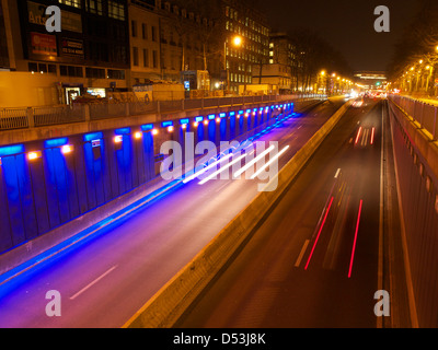 Madoutunnel at night in the city centre of Brussels, Belgium Stock Photo