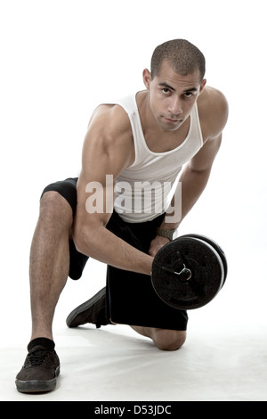 Handsome hispanic african american man working out Stock Photo