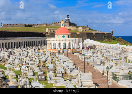 Old San Juan, El Morro fort and Santa Maria Magdalena cemetery, Puerto Rico Stock Photo