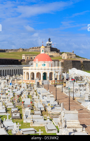 Old San Juan, El Morro fort and Santa Maria Magdalena cemetery, Puerto Rico Stock Photo
