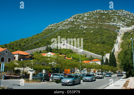 STON, CROATIA - AUGUST 16: Historic wall in Ston, on 16 August 2012. Ston is small town located near Dubrovnik in Croatia. Stock Photo