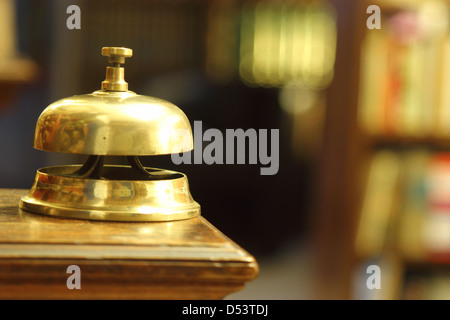hotel brass bell in warm ambient Stock Photo