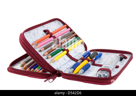 Pencil-case is photographed on the white background Stock Photo