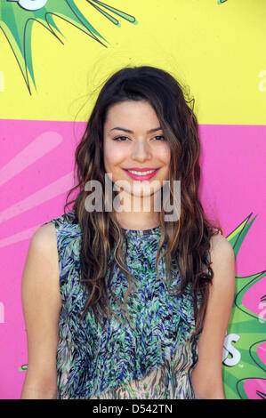 Los Angeles, USA. 23rd March 2013. US actress Miranda Cosgrove arrives at Nickelodeon's 26th Annual Kids' Choice Awards at USC Galen Center in Los Angeles, USA, on 23 March 2013. Photo: Hubert Boesl/dpa/Alamy Live News Stock Photo