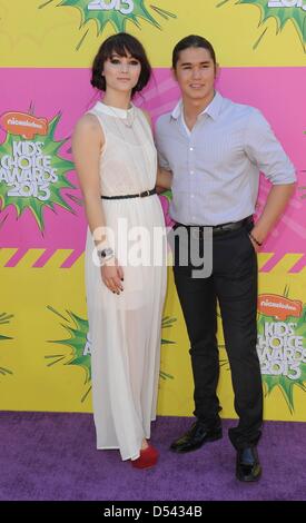 Los Angeles, USA. 23rd March 2013. Actors Booboo Stewart (l) and his sister Fivel Stewart arrive at Nickelodeon's 26th Annual Kids' Choice Awards at USC Galen Center in Los Angeles, USA, on 23 March 2013. Photo: Hubert Boesl/dpa/Alamy Live News Stock Photo