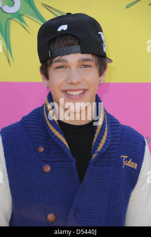 Actor Austin Mahone arrives at Nickelodeon's 26th Annual Kids' Choice Awards at USC Galen Center in Los Angeles, USA, on 23 March 2013. Photo: Hubert Boesl Stock Photo