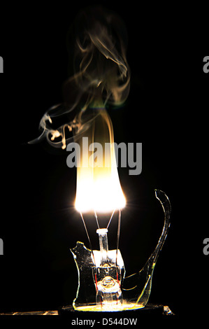 Broken light bulb explosion Stock Photo