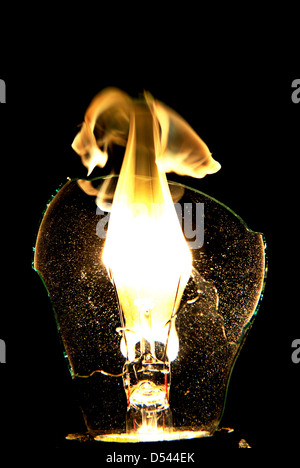 Broken light bulb explosion Stock Photo