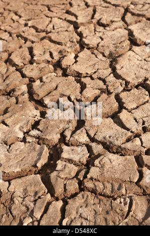 Drought dried mud soil creating difficult structure for plants to grow through rough texture Stock Photo