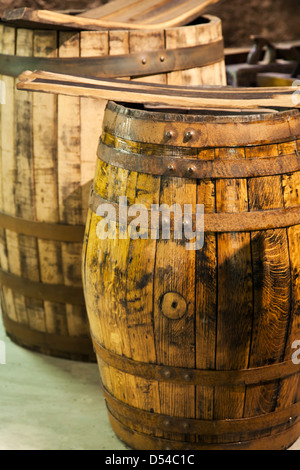 Whisky barrels, Glen Ord Distillery, near Inverness, Scotland, United Kingdom Stock Photo