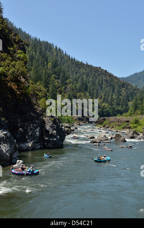 Rafters entering Blossom Bar Rapid on the Rogue River, Oregon. Stock Photo