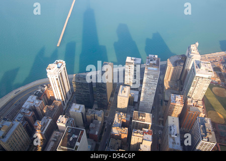 Chicago and Lake Michigan from the 94th floor of the John Hancock Building, Chicago, Illinois Stock Photo