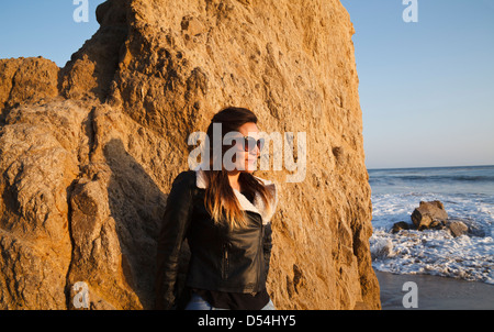 Tourist at El Matador State Beach in Southern California Stock Photo