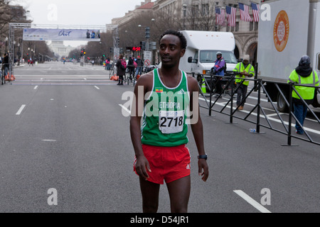 Ethiopian marathon runner after race Stock Photo