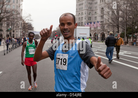 African marathon runner after race Stock Photo