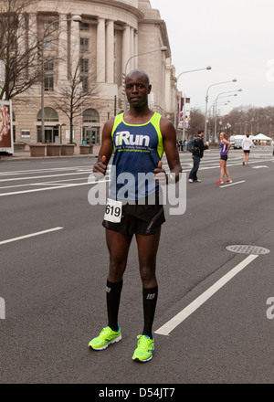 African marathon runner after race Stock Photo