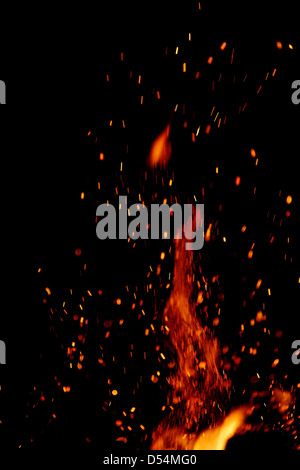 Heidesee, Germany, sparking a campfire Stock Photo